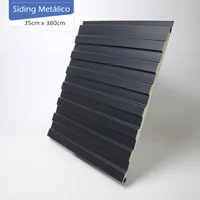 Revestimiento pared siding metalico simíl madera ranurado exterior 38 x 380 cm