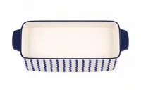 Asadera de cerámica Terra L azul y blanco