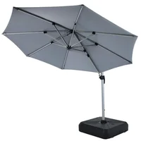 Sombrilla lateral de aluminio 3 m con luz LED y base gris y negro