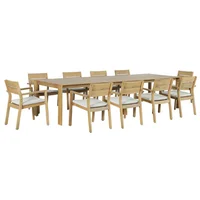 Juego de comedor exterior Ataman  natural y blanco 10 personas