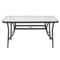 Mesa de exterior fija metal y vidrio 70 x 140 x 90 cm