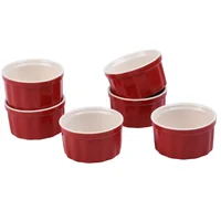 Set de 6 asaderas de cerámica rojo y crema