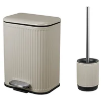 Kit de tacho de basura a pedal 5 L y escobilla de baño gris