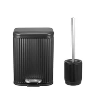 Kit de tacho de basura a pedal 5 L y escobilla de baño negro