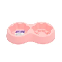 Comedero para perro gato doble antiestres rosa