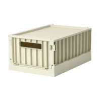 Caja plástica plegable con tapa beige 43 x 29.5 x 20 cm