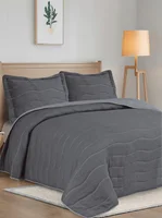 Cubrecama Urbano text King gris