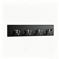 Perchero de pared con 4 ganchos Clasic Negro y plateado