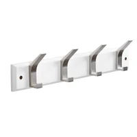 Perchero de pared con 4 ganchos blanco y plateado