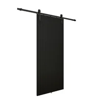 Puerta de interior corrediza MDF ranurada negra