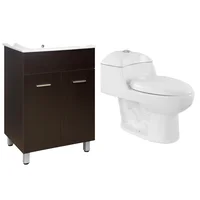 Combo Vanitory de apoyo Abrantes 60 cm + Inodoro largo una pieza Lara blanco 30 cm