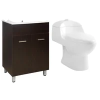 Combo Vanitory de apoyo Abrantes 60 cm + Inodoro largo una pieza Lara blanco 30 cm