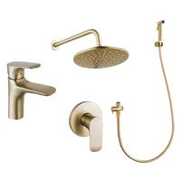 Combo Vittorio Gold monocomando Grifería de lavatorio bajo + Grifería de bidet + Grifería de ducha con transferencia