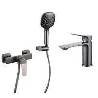 Combo Tabor monocomando Grifería de ducha + Grifería de lavatorio bajo