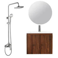 Combo Vanitory suspendido Lagos 60 cm + Barra de ducha Vittorio + Espejo 60 cm