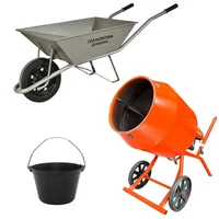 Combo Hormigonera 130 L 3/4 HP + Carretilla 65 L + Balde 10 L