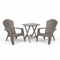 Combo Mesa exterior plegable plástica taupe + 2 Sillónes de exterior taupe