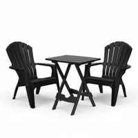 Combo Mesa exterior plegable plástica negro + 2 Sillónes de exterior negro