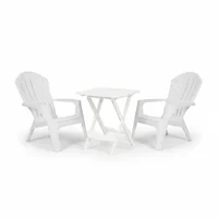 Combo Mesa exterior plegable plástica blanco + 2 Sillónes de exterior blanco