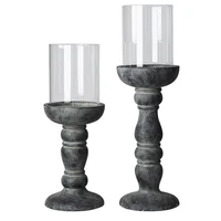 Combo Set 2 Portavelas de cemento negro 14.5 x 47 cm