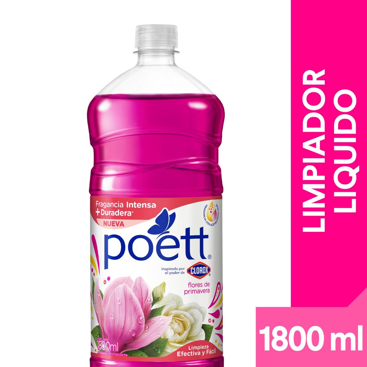 POETT - Limpiador Desinfectante de Pisos Poett Flores de Primavera Botella 1.8 Lts