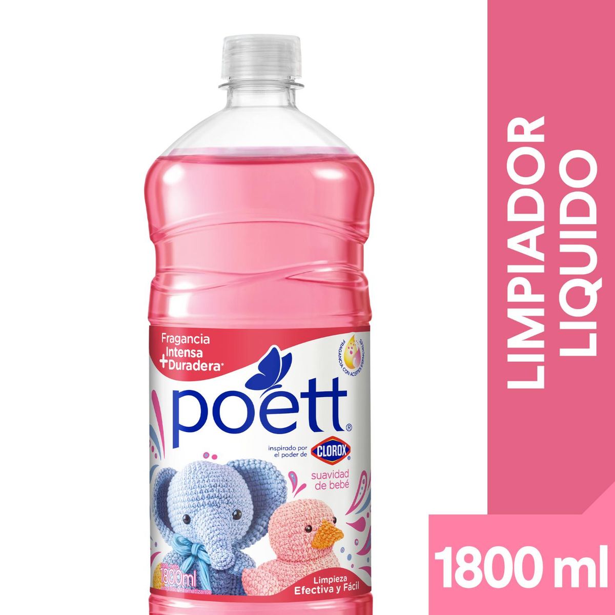 POETT - Limpiador Desinfectante de Pisos Poett Suavidad de Bebé Botella 1.8 Lts