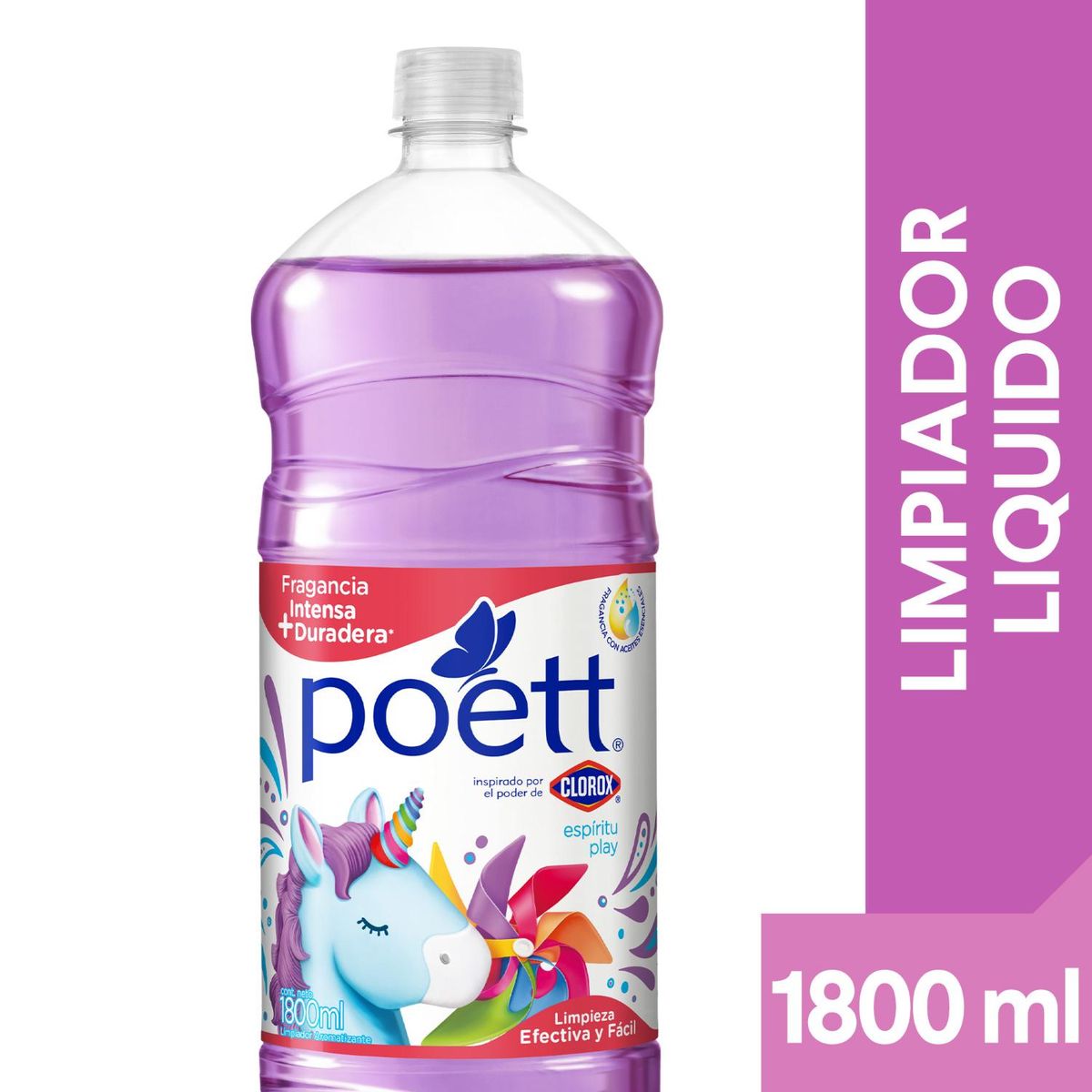 POETT - Limpiador Desinfectante de Pisos Poett Espíritu Play Botella 1.8 Lts
