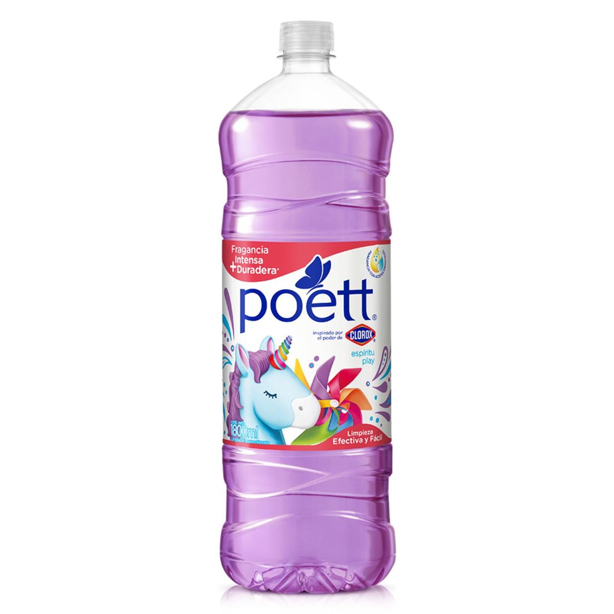 POETT - Limpiador Desinfectante de Pisos Poett Espíritu Play Botella 1.8 Lts