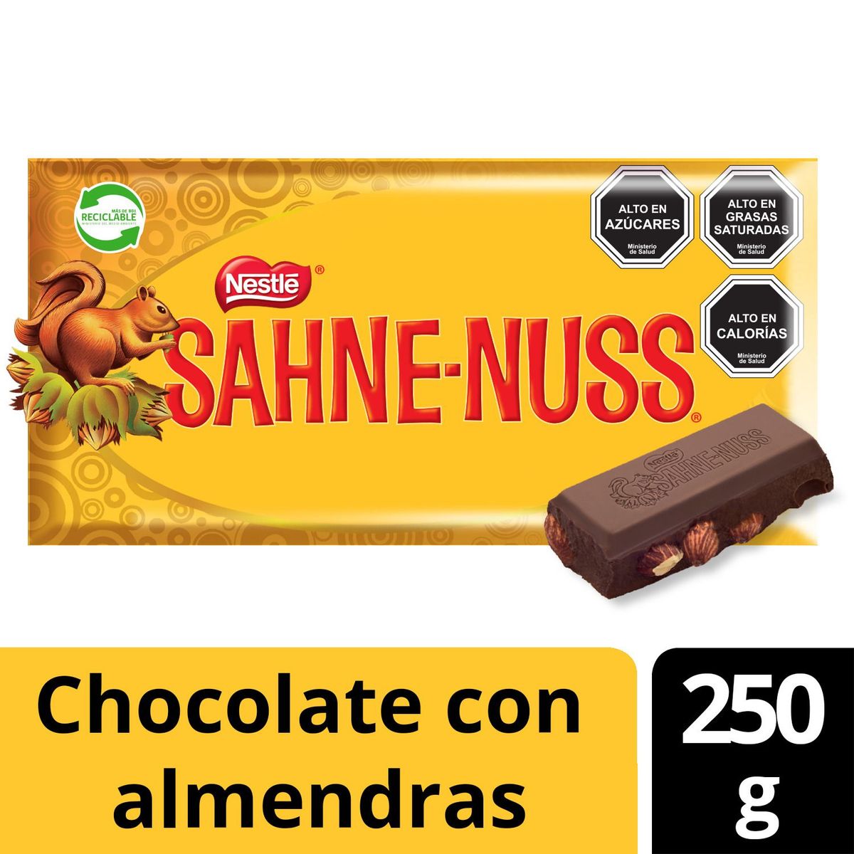 SAHNE NUSS - Chocolate con Almendras Sahne Nuss Barra 250 g