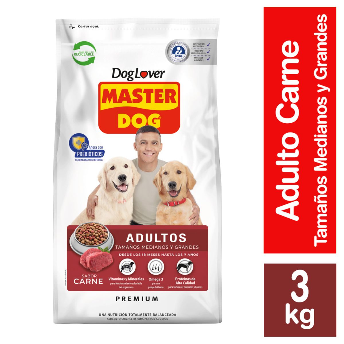 MASTER DOG - Alimento Seco para Perro Adulto Sabor Carne 3 Kg