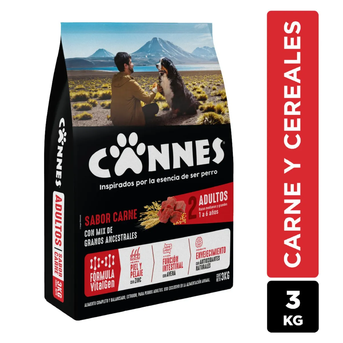 CANNES - Alimento para Perro Adulto Sabor Carne y Cereal Cannes 3 Kg