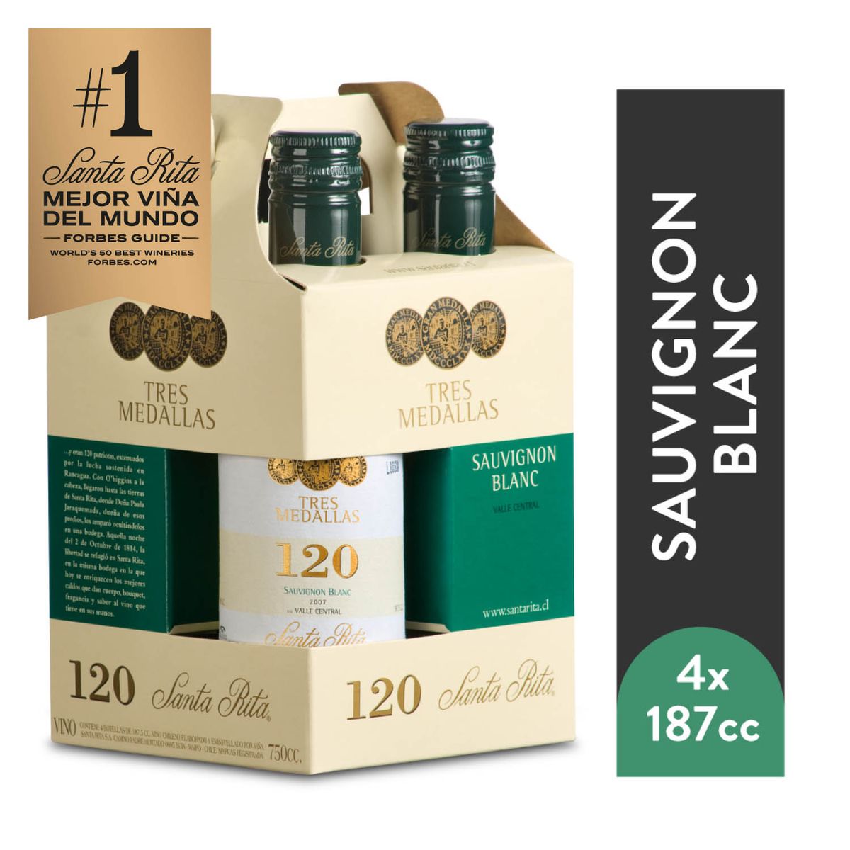 3 MEDALLAS - Fourpack Vino Blanco Sauvignon Blanc
