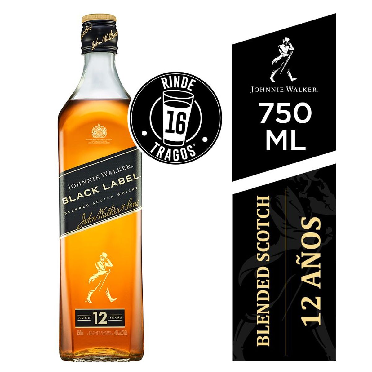 JOHNNIE WALKER - Whisky Johnnie Walker Black Label 40° Gl 750 cc