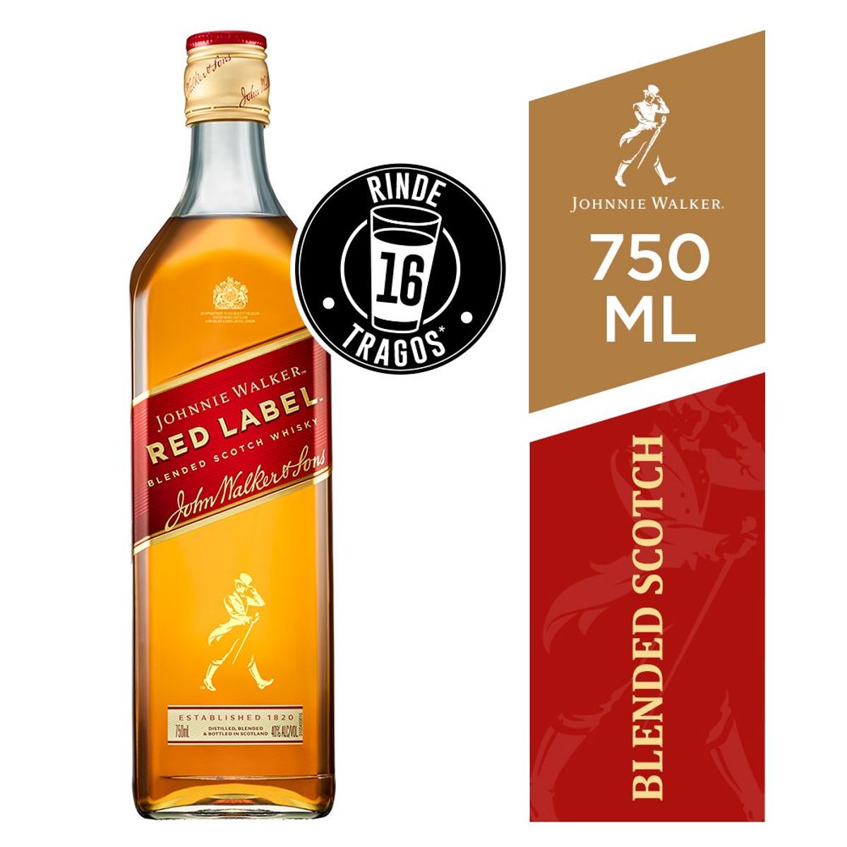 JOHNNIE WALKER - Whisky Johnnie Walker Red Label 40° 750 cc