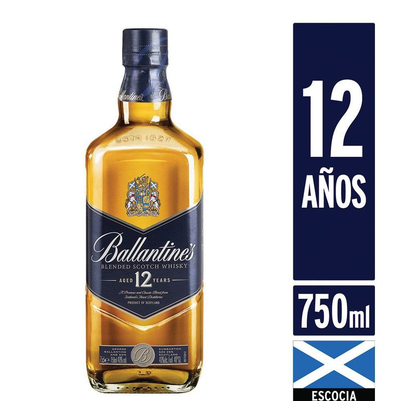 BALLANTINES - Whisky Ballantines 12 Años 40° 750 cc