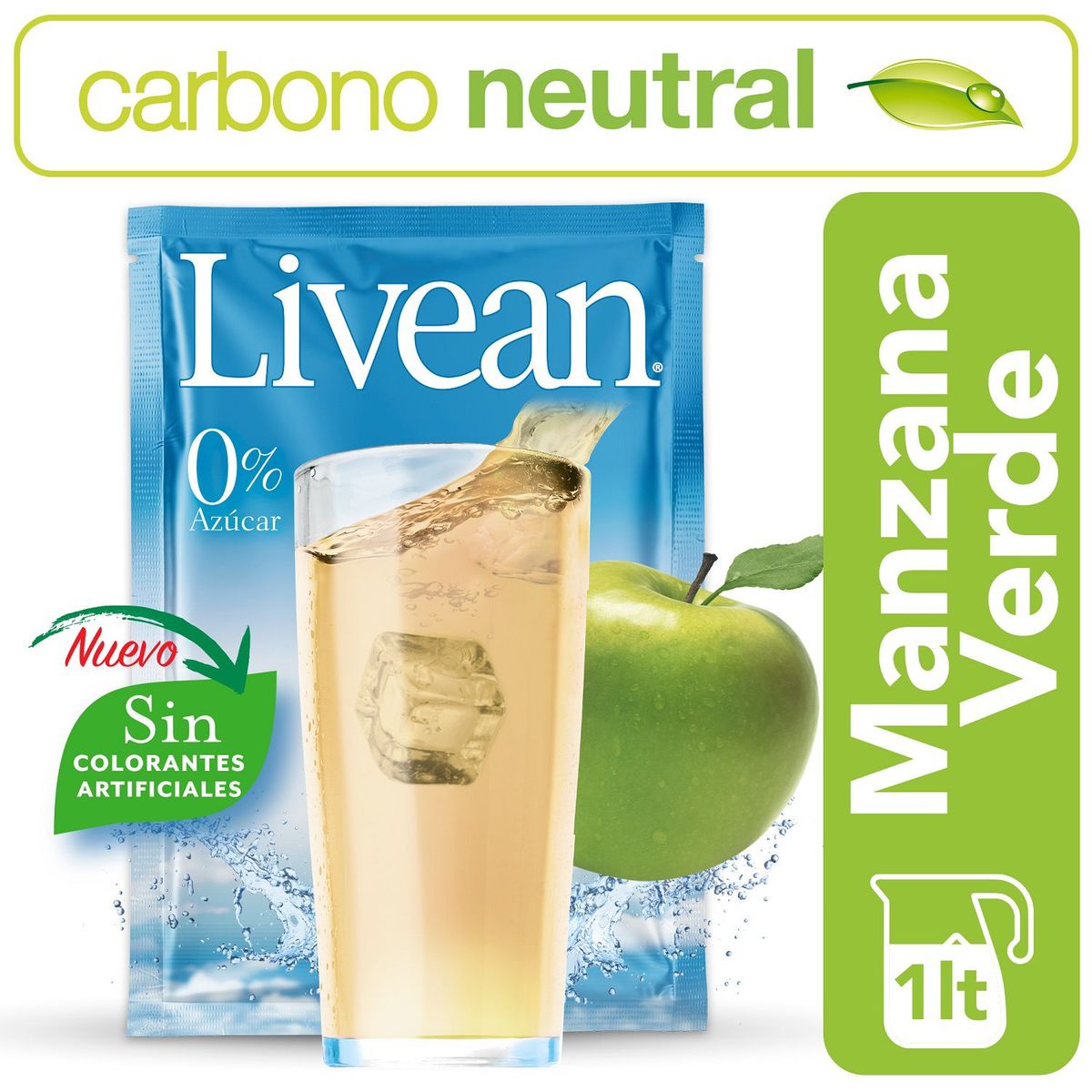 LIVEAN - Bebida Instantánea Sabor Manzana Verde