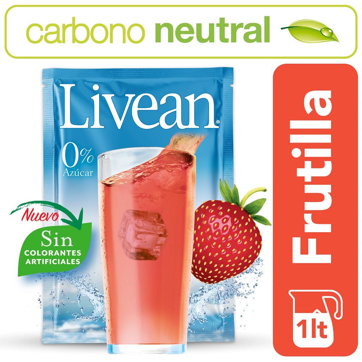 LIVEAN - Bebida Instantánea Sabor Frutilla
