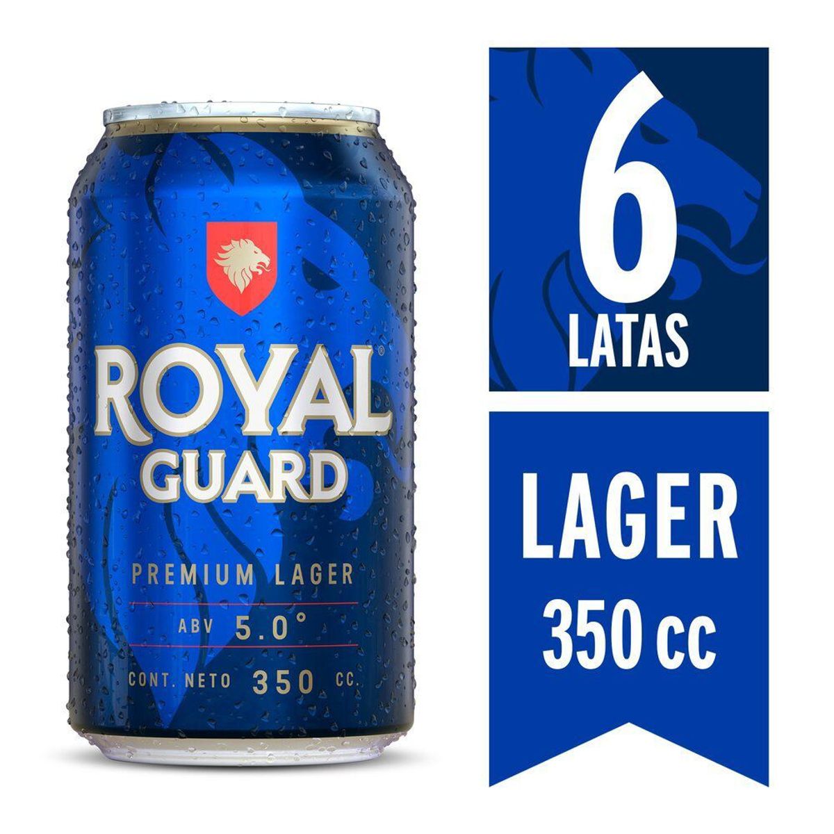 ROYAL GUARD - Pack Cerveza Royal Guard Premium Lager Lata 5° 6 x 350 cc