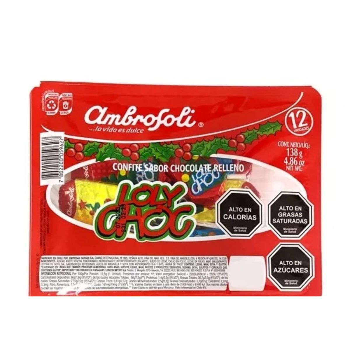 AMBROSOLI - Bandeja Loly Chocolate Navidad Ambrosoli 138 g