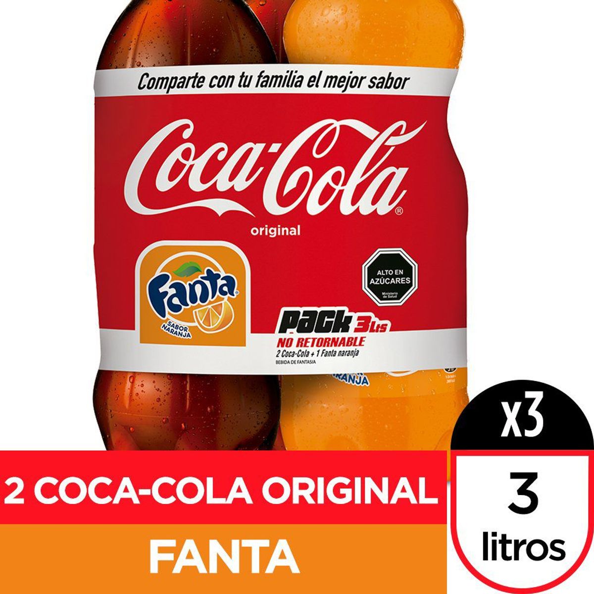 FANTA - Pack Bebidas Coca Cola Original + Fanta 3 x 3 L