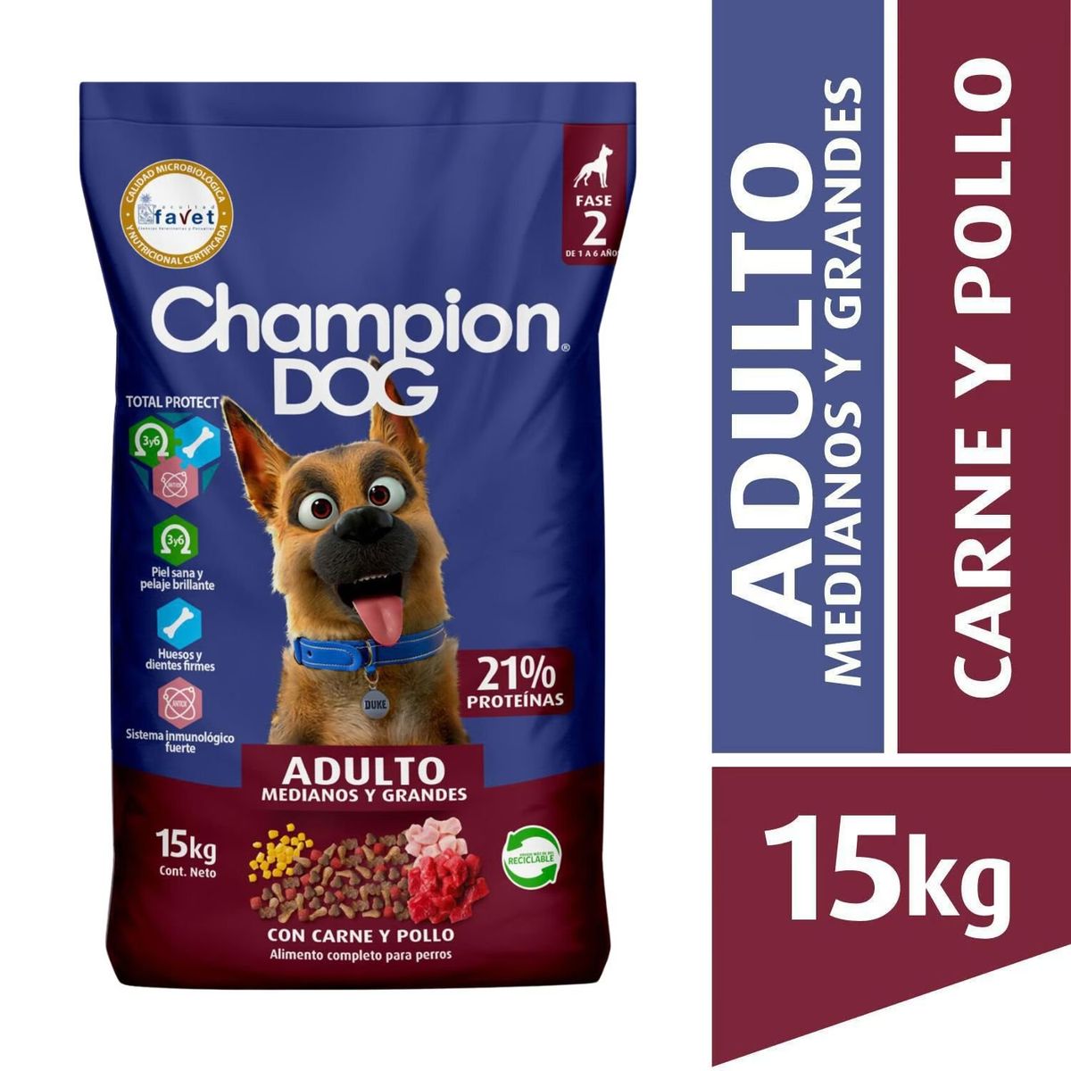 CHAMPION DOG - Alimento para Perro Adulto Sabor Carne y Pollo Champion Dog 15 Kg