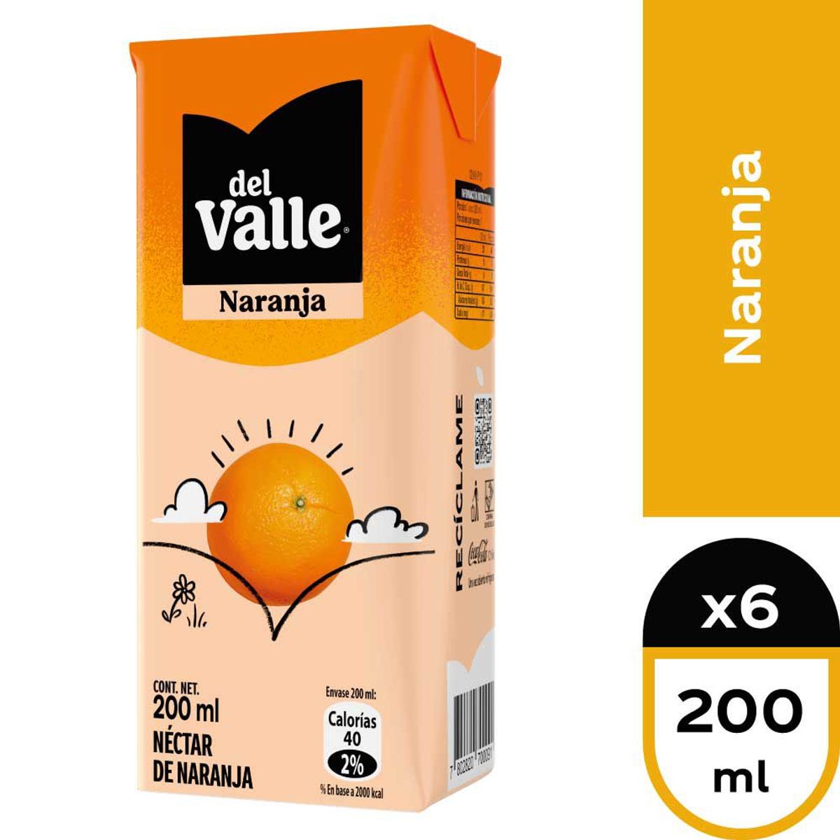DEL VALLE - Pack Néctar de Naranja Del Valle 6 x 200 mLl