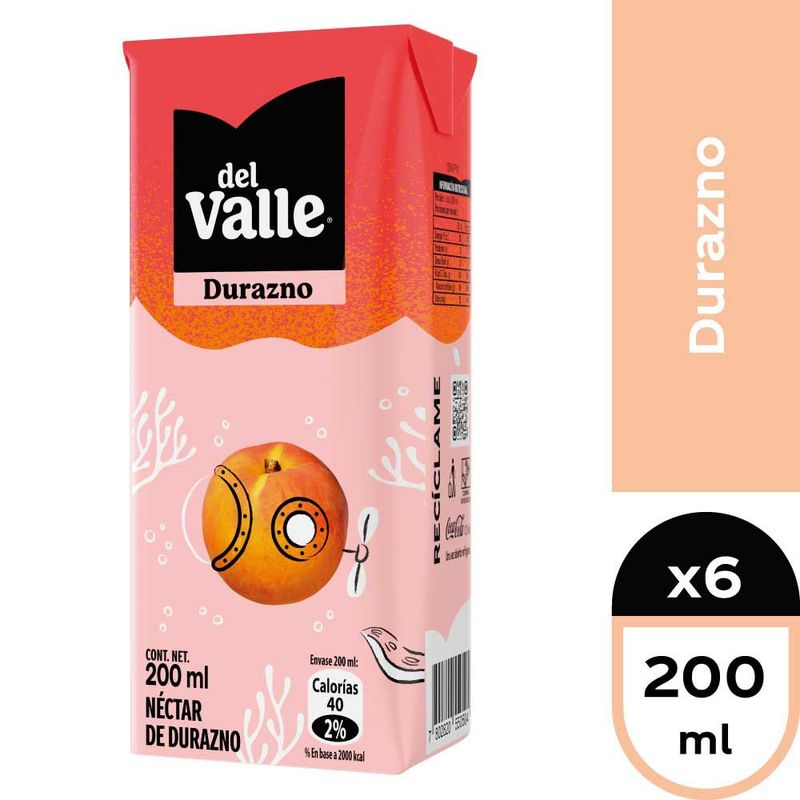 DEL VALLE - Pack Néctar de Durazno Del Valle 6 x 200 ml