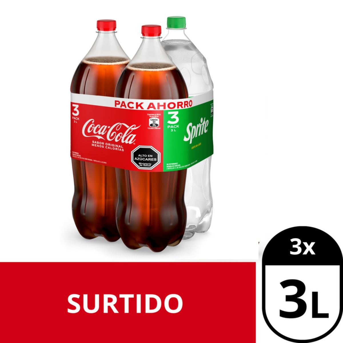 SPRITE - Tripack Bebidas Coca Cola Original + Sprite 3 x 3 Lts