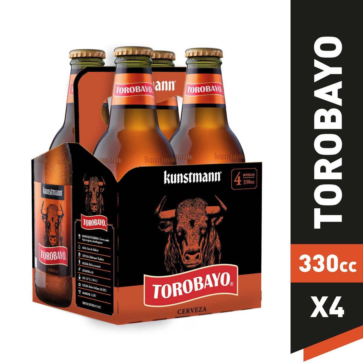 KUNSTMANN - Pack Cerveza Kunstmann Torobayo Botella 5° 4 x 330 cc