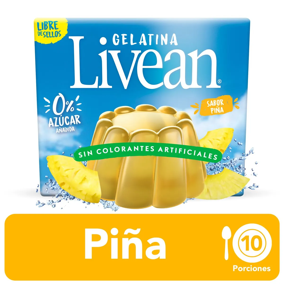 LIVEAN - Gelatina En Polvo Sin Azúcar Sabor Piña