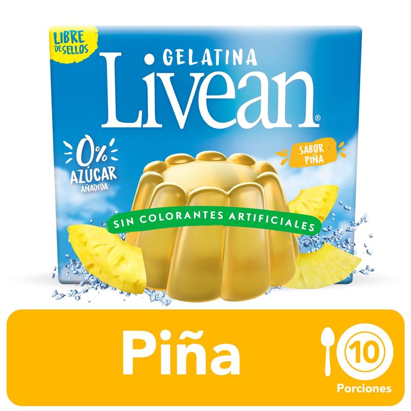 LIVEAN - Gelatina En Polvo Sin Azúcar Sabor Piña
