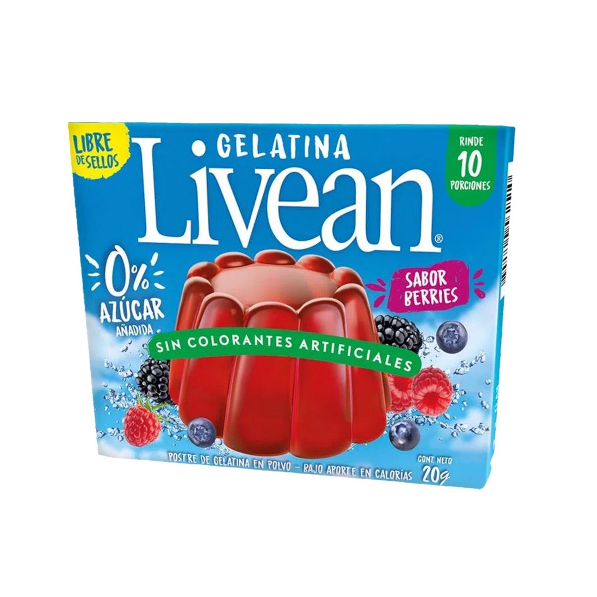 LIVEAN - Gelatina En Polvo Sin Azúcar Sabor Berries