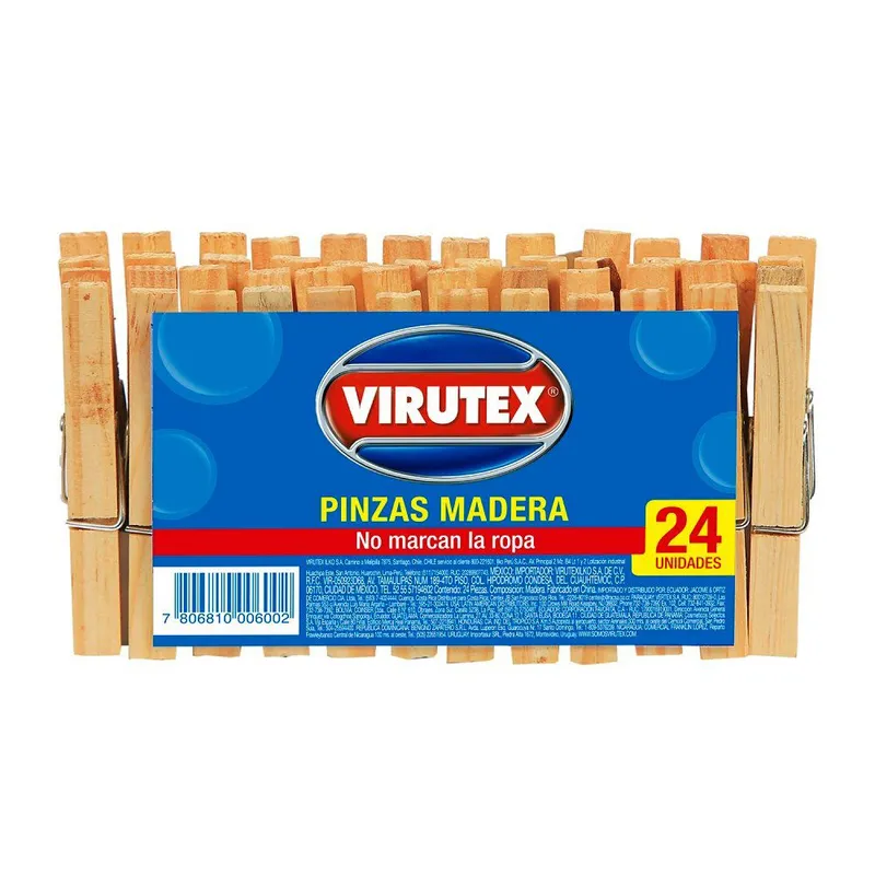 VIRUTEX - Pinzas Para Ropa Madera