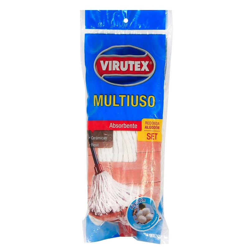 VIRUTEX - Mopa Redonda de Algodón Virutex Absorbente Multiuso 1 Un